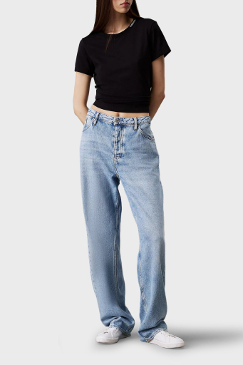 Calvin Klein % 100 Pamuk Regular Fit Bisiklet Yaka J20J225540BEH Bayan T Shirt J20J225540 BEH SİYAH - 7