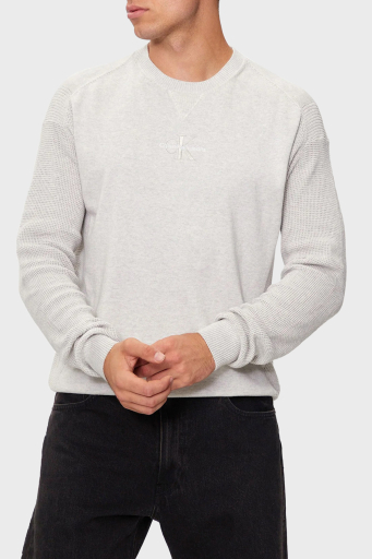 Calvin Klein % 100 Pamuk Regular Fit Bisiklet Yaka J30J325671P6G Erkek Kazak J30J325671 P6G AÇIK GRİ - 11