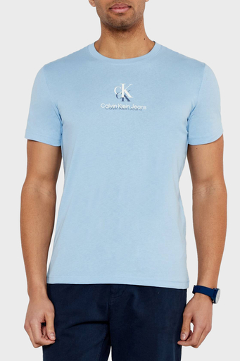Calvin Klein % 100 Pamuk Regular Fit Bisiklet Yaka J30J327469CBR Erkek T Shirt J30J327469 CBR AÇIK MAVİ - 1