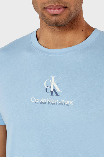 Calvin Klein % 100 Pamuk Regular Fit Bisiklet Yaka J30J327469CBR Erkek T Shirt J30J327469 CBR AÇIK MAVİ - 4