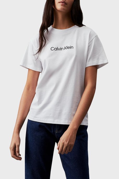 Calvin Klein % 100 Pamuk Regular Fit Bisiklet Yaka K20K205448YAF Bayan T Shirt K20K205448 YAF BEYAZ - 1