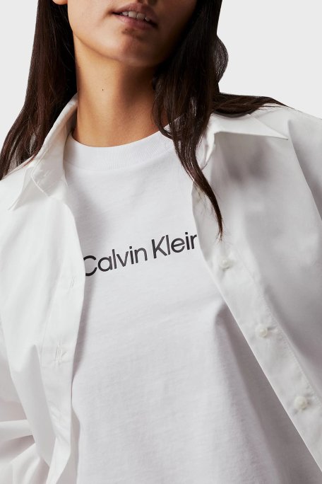 Calvin Klein % 100 Pamuk Regular Fit Bisiklet Yaka K20K205448YAF Bayan T Shirt K20K205448 YAF BEYAZ - 4