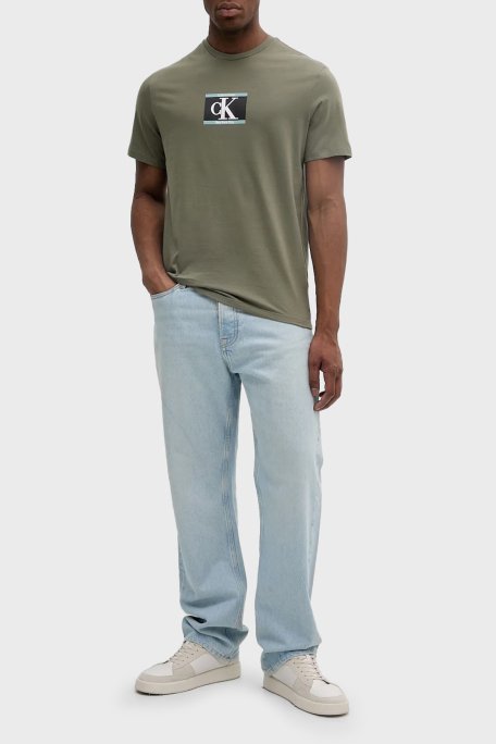 Calvin Klein % 100 Pamuk Regular Fit Bisiklet Yaka Logolu LV04RC854GLDY Erkek T Shirt LV04RC854G LDY HAKİ - 2