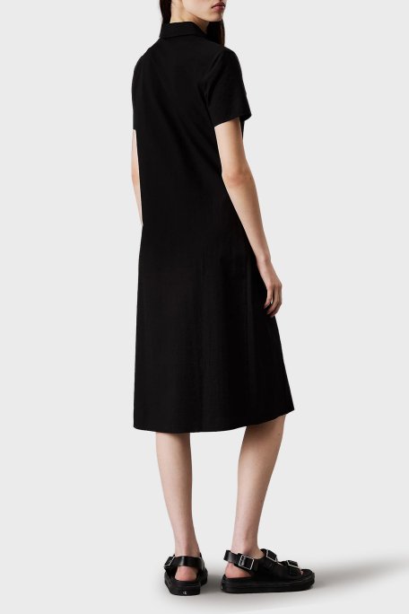 Calvin Klein % 100 Pamuk Regular Fit Düğmeli Midi Boy J20J225299BEH Bayan Elbise J20J225299 BEH SİYAH - 2