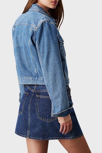 Calvin Klein % 100 Pamuk Regular Fit J20J2245421A4 Bayan Kot Ceket J20J224542 1A4 MAVİ - 7