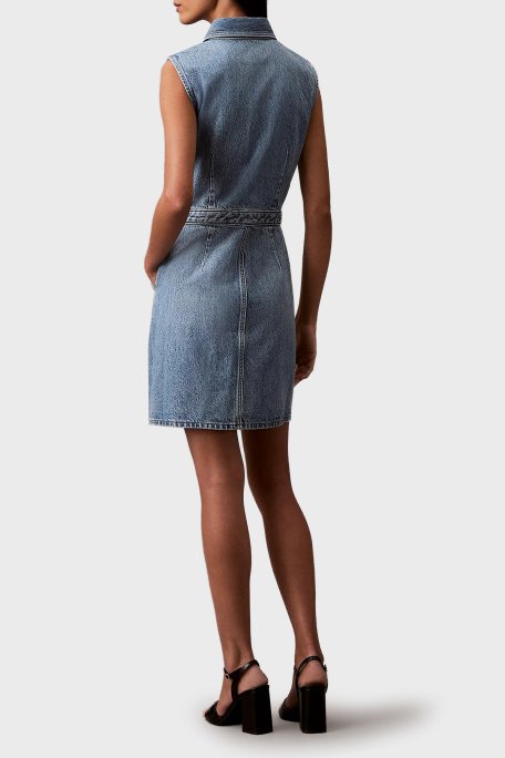 Calvin Klein % 100 Pamuk Regular Fit Kot LV047B074GRJK Bayan Elbise LV047B074G RJK AÇIK MAVİ - 2