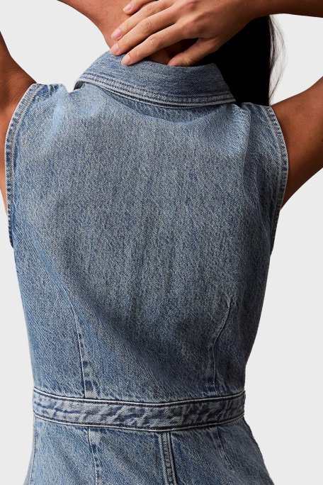Calvin Klein % 100 Pamuk Regular Fit Kot LV047B074GRJK Bayan Elbise LV047B074G RJK AÇIK MAVİ - 6