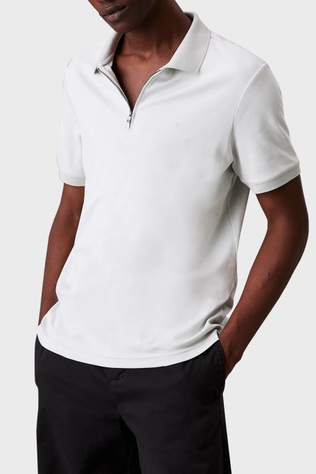 Calvin Klein % 100 Pamuk Regular Fit Yarım Fermuarlı K10K112754PFH Erkek Polo Yaka T Shirt K10K112754 PFH GRİ - 1