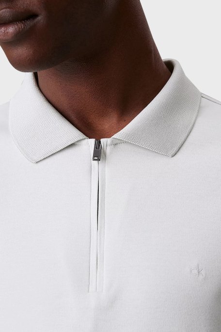 Calvin Klein % 100 Pamuk Regular Fit Yarım Fermuarlı K10K112754PFH Erkek Polo Yaka T Shirt K10K112754 PFH GRİ - 3