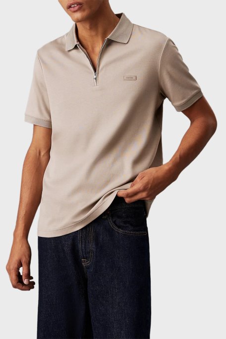 Calvin Klein % 100 Pamuk Regular Fit Yarım Fermuarlı K10K112754RAJ Erkek Polo Yaka T Shirt K10K112754 RAJ HAKİ - 1
