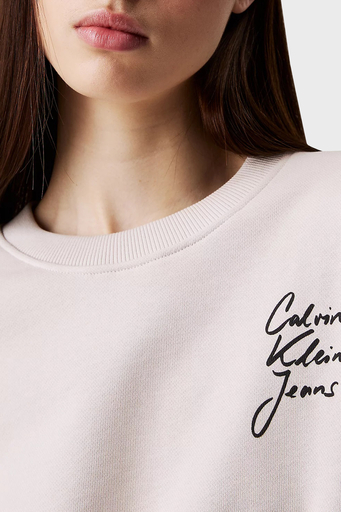 Calvin Klein % 100 Pamuk Relaxed Fit Bisiklet Yaka Crop J20J224743PDH Bayan Sweat J20J224743 PDH AÇIK GRİ - 4