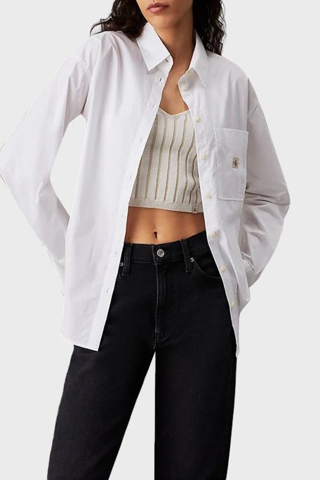Calvin Klein % 100 Pamuk Relaxed Fit J20J224436YAF Bayan Gömlek J20J224436 YAF BEYAZ - 1
