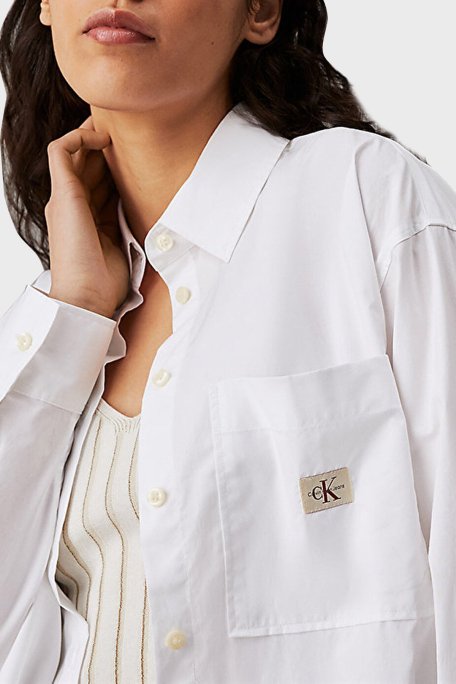 Calvin Klein % 100 Pamuk Relaxed Fit J20J224436YAF Bayan Gömlek J20J224436 YAF BEYAZ - 4