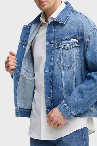 Calvin Klein % 100 Pamuk Relaxed Fit J30J3270271A4 Erkek Kot Ceket J30J327027 1A4 MAVİ - 4