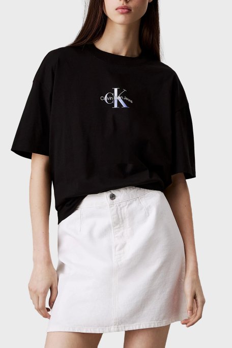Calvin Klein % 100 Pamuk Relaxed Fit Logolu J20J225521BEH Bayan T Shirt J20J225521 BEH SİYAH - 1