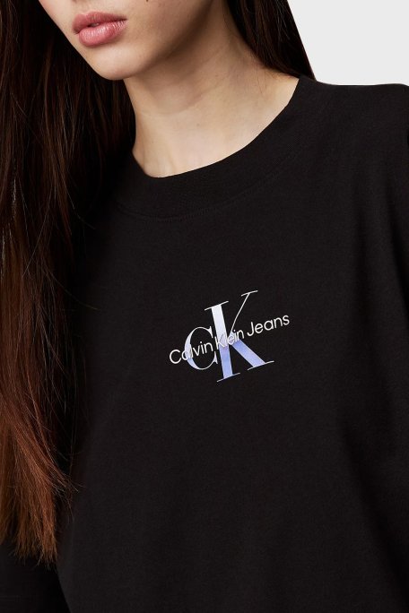 Calvin Klein % 100 Pamuk Relaxed Fit Logolu J20J225521BEH Bayan T Shirt J20J225521 BEH SİYAH - 2