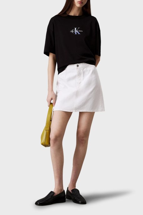 Calvin Klein % 100 Pamuk Relaxed Fit Logolu J20J225521BEH Bayan T Shirt J20J225521 BEH SİYAH - 4