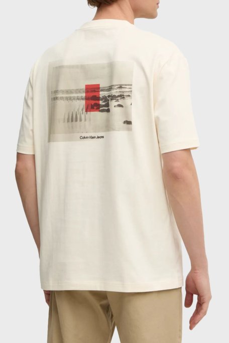 Calvin Klein % 100 Pamuk Relaxed Fit Sırt Baskılı J30J327094YAC Erkek T Shirt J30J327094 YAC BEYAZ - 3