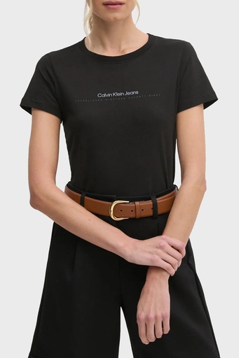 Calvin Klein % 100 Pamuk Slim Fit Bisiklet Yaka J20J224990BEH Bayan T Shirt J20J224990 BEH SİYAH - 1