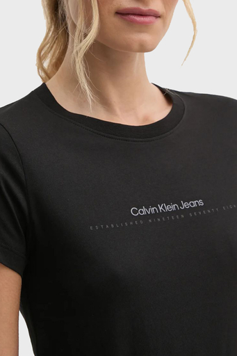 Calvin Klein % 100 Pamuk Slim Fit Bisiklet Yaka J20J224990BEH Bayan T Shirt J20J224990 BEH SİYAH - 4