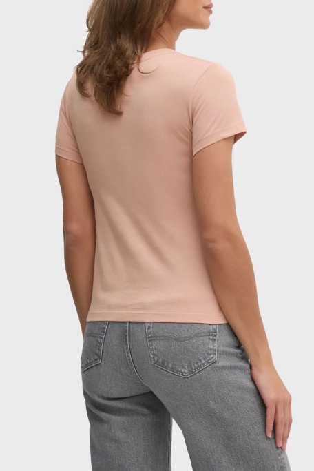 Calvin Klein % 100 Pamuk Slim Fit Bisiklet Yaka J20J224990TGW Bayan T Shirt J20J224990 TGW PUDRA - 3