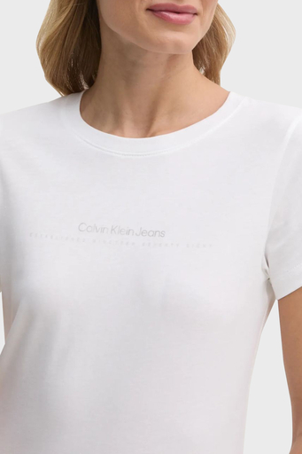 Calvin Klein % 100 Pamuk Slim Fit Bisiklet Yaka J20J224990YAF Bayan T Shirt J20J224990 YAF BEYAZ - 4