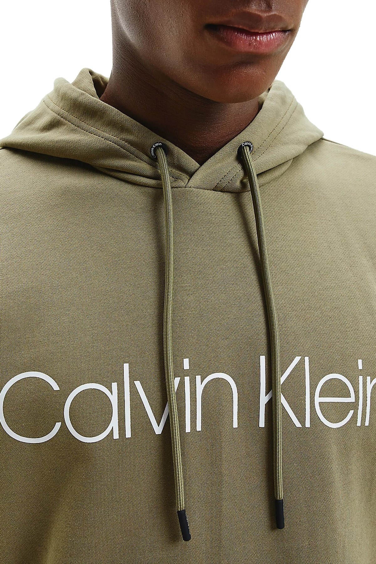 Calvin Klein % 100 Pamuklu Kapüşonlu Kanguru Cepli Erkek Sweat K10K107033 MSS YEŞİL