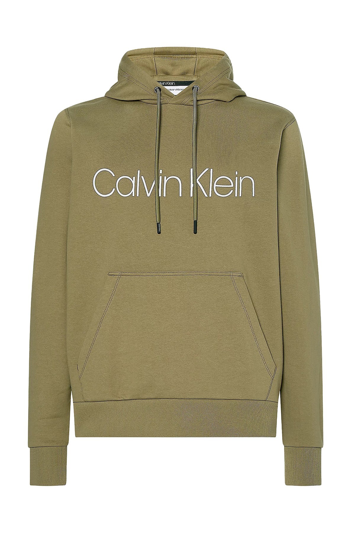 Calvin Klein % 100 Pamuklu Kapüşonlu Kanguru Cepli Erkek Sweat K10K107033 MSS YEŞİL