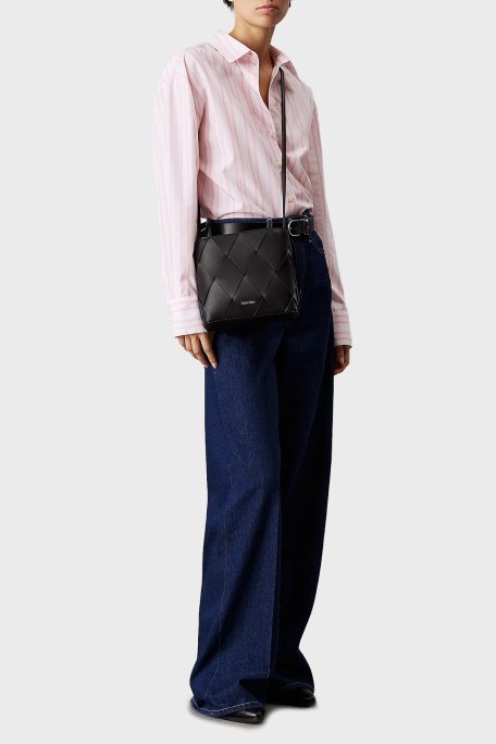 Calvin Klein Baklava Desenli Ayarlanabilir Askılı K60K612991BEH Bayan Çanta K60K612991 BEH SİYAH - 3