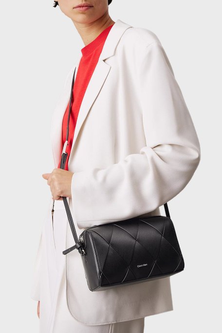 Calvin Klein Baklava Desenli Ayarlanabilir Askılı K60K613002BEH Bayan Çanta K60K613002 BEH SİYAH - 3