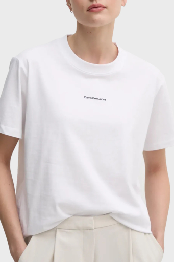 Calvin Klein Baskılı % 100 Pamuk Comfort Fit Bisiklet Yaka J20J225261YAA Bayan T Shirt J20J225261 YAA BEYAZ - 3