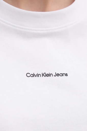 Calvin Klein Baskılı % 100 Pamuk Comfort Fit Bisiklet Yaka J20J225261YAA Bayan T Shirt J20J225261 YAA BEYAZ - 5