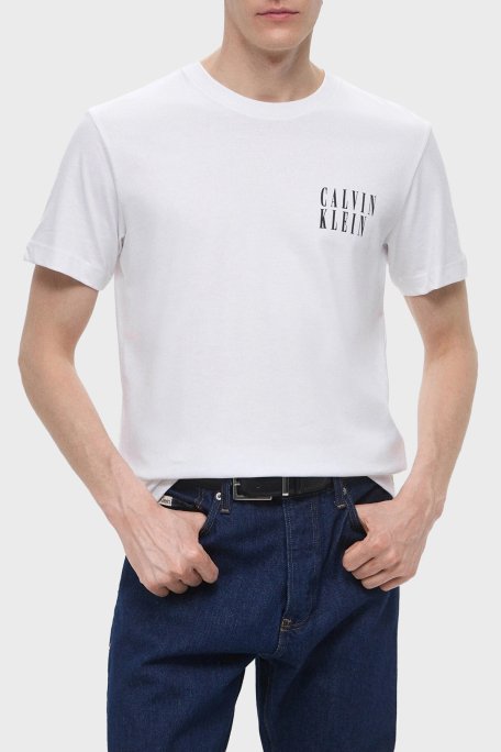 Calvin Klein Baskılı Pamuklu Regular Fit Bisiklet Yaka J30J327478YAF Erkek T Shirt J30J327478 YAF BEYAZ - 1