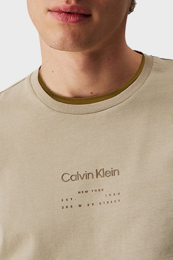 Calvin Klein Baskılı Pamuklu Regular Fit Bisiklet Yaka K10K114172PAH Erkek T Shirt K10K114172 PAH BEJ - 4