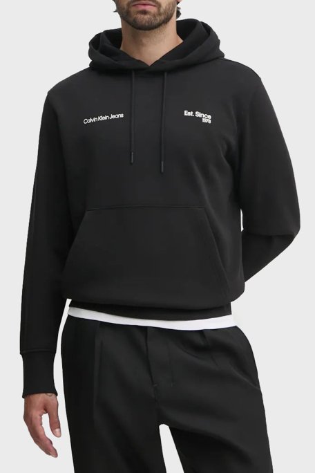 Calvin Klein Baskılı Pamuklu Regular Fit Kapüşonlu J30J326923BEH Erkek Sweat J30J326923 BEH SİYAH - 1