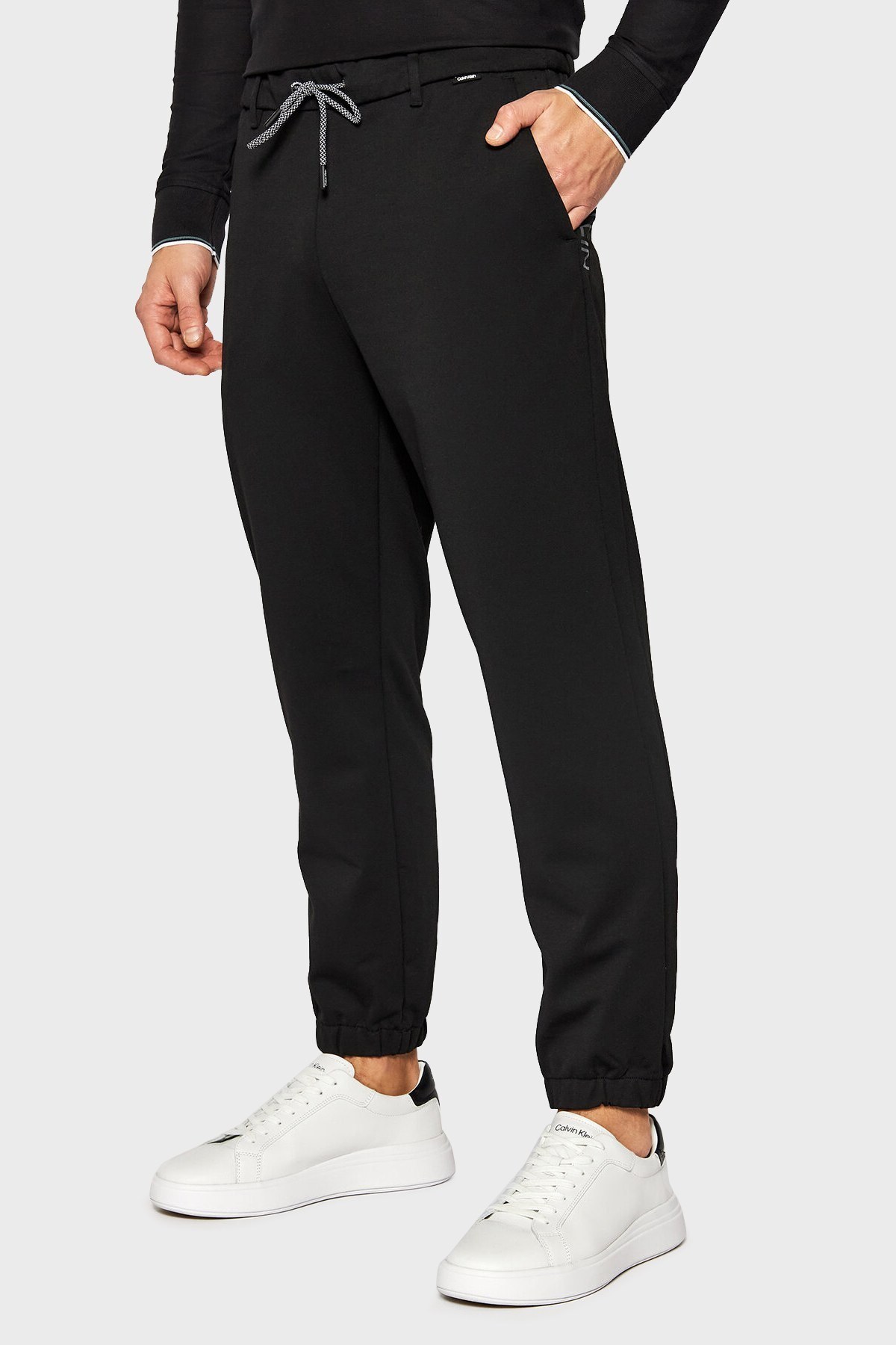 Calvin Klein Baskılı Regular Fit Belden Bağlamalı Jogger Erkek Pantolon K10K107498 BEH SİYAH
