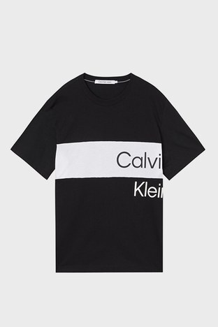 Calvin Klein - Calvin Klein Baskılı Regular Fit Bisiklet Yaka % 100 Pamuk Erkek T Shirt J30J320882 BEH SİYAH