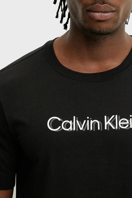 Calvin Klein Baskılı Streç Pamuklu Regular Fit Bisiklet Yaka LVGMS5K183UB1 Erkek T Shirt LVGMS5K183 UB1 SİYAH - 4