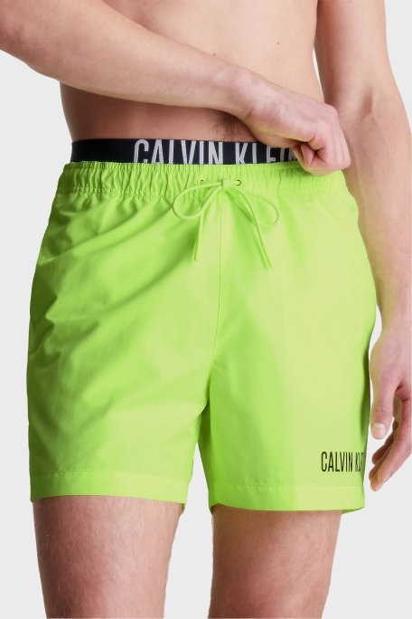 Calvin Klein Çift Bel Detaylı Deniz Şortu Belden Bağlamalı KM0KM00992M0T Erkek Mayo Short KM0KM00992 M0T FISTIK YEŞİL - 1