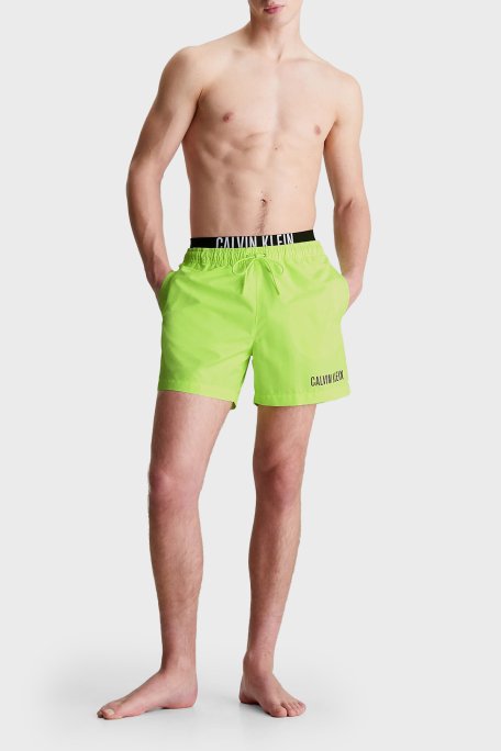 Calvin Klein Çift Bel Detaylı Deniz Şortu Belden Bağlamalı KM0KM00992M0T Erkek Mayo Short KM0KM00992 M0T FISTIK YEŞİL - 4