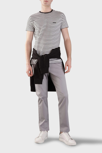 Calvin Klein Çizgili Pamuklu Slim Fit Bisiklet Yaka K10K1141770K7 Erkek T Shirt K10K114177 0K7 BEYAZ-SİYAH - 2