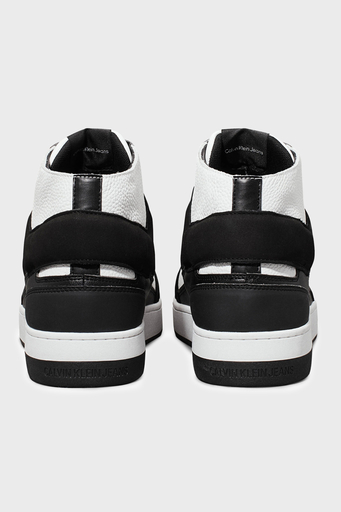 Calvin Klein Deri Logolu Bilekli Sneaker YM0YM011090GM Erkek Ayakkabı YM0YM01109 0GM SİYAH-BEYAZ - 4