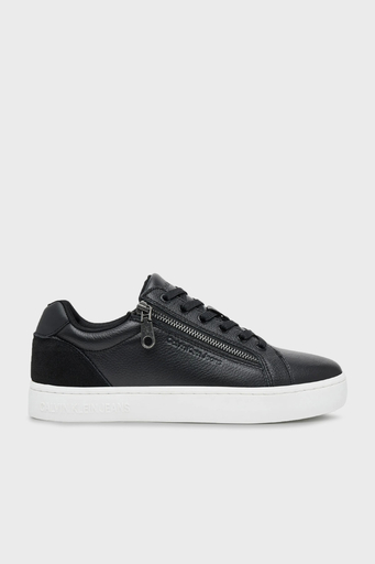 Calvin Klein Deri Logolu Fermuar Detaylı Sneaker YM0YM012540GM Erkek Ayakkabı YM0YM01254 0GM SİYAH-BEYAZ - 1