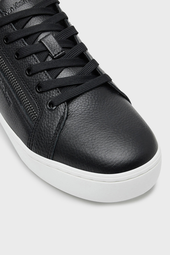 Calvin Klein Deri Logolu Fermuar Detaylı Sneaker YM0YM012540GM Erkek Ayakkabı YM0YM01254 0GM SİYAH-BEYAZ - 4
