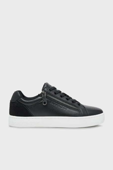 Calvin Klein Deri Logolu Fermuar Detaylı Sneaker YM0YM012540GM Erkek Ayakkabı YM0YM01254 0GM SİYAH-BEYAZ - 1