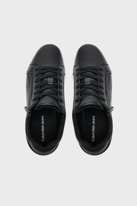 Calvin Klein Deri Logolu Fermuar Detaylı Sneaker YM0YM012540GM Erkek Ayakkabı YM0YM01254 0GM SİYAH-BEYAZ - 2
