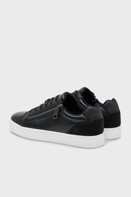 Calvin Klein Deri Logolu Fermuar Detaylı Sneaker YM0YM012540GM Erkek Ayakkabı YM0YM01254 0GM SİYAH-BEYAZ - 3
