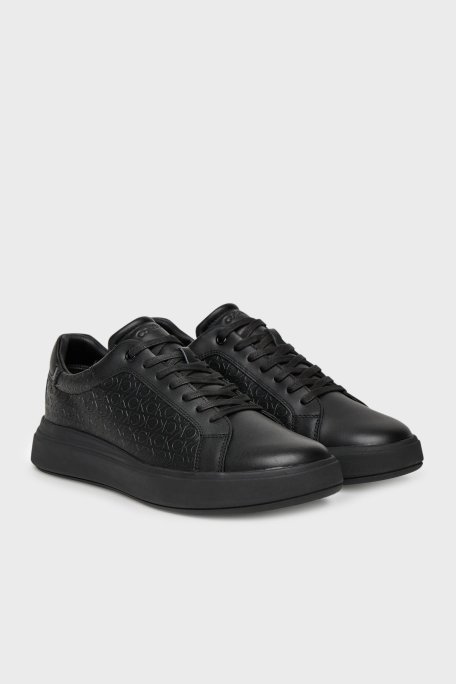 Calvin Klein Deri Logolu Kalın Taban Sneaker HM0HM019700GJ Erkek Ayakkabı HM0HM01970 0GJ SİYAH - 2