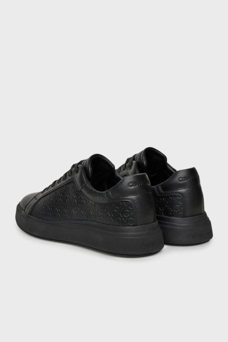 Calvin Klein Deri Logolu Kalın Taban Sneaker HM0HM019700GJ Erkek Ayakkabı HM0HM01970 0GJ SİYAH - 4