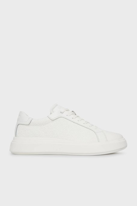 Calvin Klein Deri Logolu Kalın Taban Sneaker HM0HM019700K4 Erkek Ayakkabı HM0HM01970 0K4 BEYAZ - 1